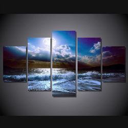 moon moonlight night nature 5 pieces canvas wall art, large framed 5 panel canvas wall art