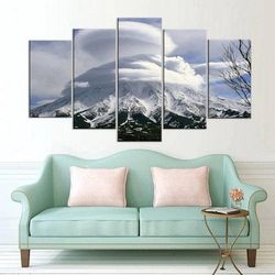 mountain cyclone storm large nature 5 pieces canvas wall art, large framed 5 panel canvas wall art