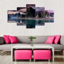 mountain nature 5 pieces canvas wall art, large framed 5 panel canvas wall art
