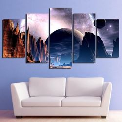 nature landscapes 01 space 5 pieces canvas wall art, large framed 5 panel canvas wall art