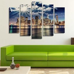 new york city nature 5 pieces canvas wall art, large framed 5 panel canvas wall art