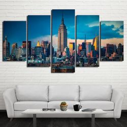 new york cityscape nature 5 pieces canvas wall art, large framed 5 panel canvas wall art