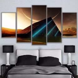 pyramid moon nature 5 pieces canvas wall art, large framed 5 panel canvas wall art