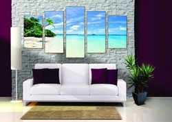 sandy beaches nature 5 pieces canvas wall art, large framed 5 panel canvas wall art