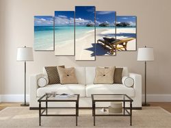 seaview beach nature 5 pieces canvas wall art, large framed 5 panel canvas wall art