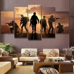 special ops at sunset nature 5 pieces canvas wall art, large framed 5 panel canvas wall art