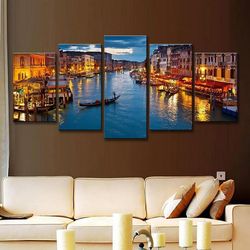 stunning landscape venice city nature 5 pieces canvas wall art, large framed 5 panel canvas wall art