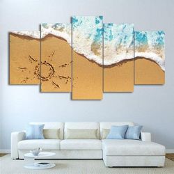 sunshine beach nature 5 pieces canvas wall art, large framed 5 panel canvas wall art