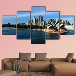 sydney australia city skyline nature 5 pieces canvas wall art, large framed 5 panel canvas wall art