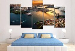 sydney australia large nature 5 pieces canvas wall art, large framed 5 panel canvas wall art