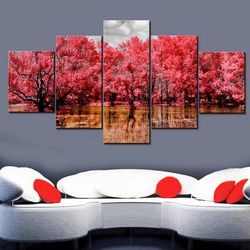 tree 60 nature 5 pieces canvas wall art, large framed 5 panel canvas wall art