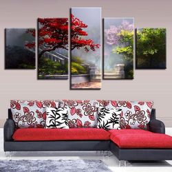 tree 65 nature 5 pieces canvas wall art, large framed 5 panel canvas wall art