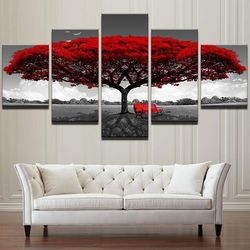 tree art scenery landscape nature 5 pieces canvas wall art, large framed 5 panel canvas wall art