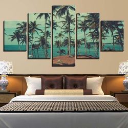 tree sea nature 5 pieces canvas wall art, large framed 5 panel canvas wall art