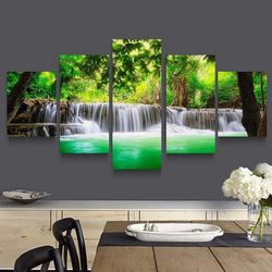 waterfall 22 nature 5 pieces canvas wall art, large framed 5 panel canvas wall art