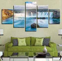 waterfall 30 nature 5 pieces canvas wall art, large framed 5 panel canvas wall art