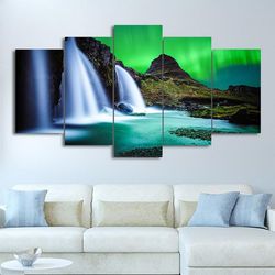 waterfall 42 nature 5 pieces canvas wall art, large framed 5 panel canvas wall art