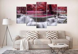 waterfall large 3 nature 5 pieces canvas wall art, large framed 5 panel canvas wall art