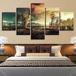 wild tree nature 5 pieces canvas wall art, large framed 5 panel canvas wall art
