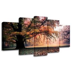 woods landscape nature 5 pieces canvas wall art, large framed 5 panel canvas wall art