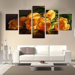 yellow flowers for mom nature 5 pieces canvas wall art, large framed 5 panel canvas wall art