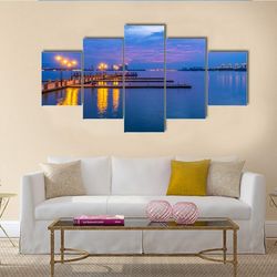 yixing shiqiao lake view nature 5 pieces canvas wall art, large framed 5 panel canvas wall art