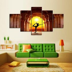 yoga sunset nature 5 pieces canvas wall art, large framed 5 panel canvas wall art