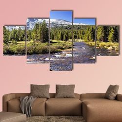 yosemite national park in california nature 5 pieces canvas wall art, large framed 5 panel canvas wall art