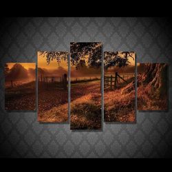 zabor solnce derevo derevya 01 nature 5 pieces canvas wall art, large framed 5 panel canvas wall art