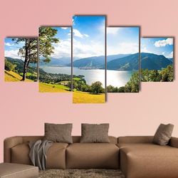 zeller lake in salzburg austria nature 5 pieces canvas wall art, large framed 5 panel canvas wall art