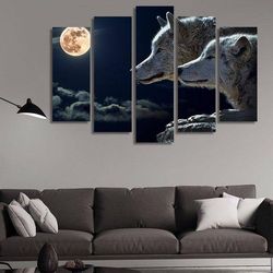 8127 animal 5 pieces canvas wall art, large framed 5 panel canvas wall art