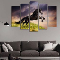 8140 horse animal 5 pieces canvas wall art, large framed 5 panel canvas wall art