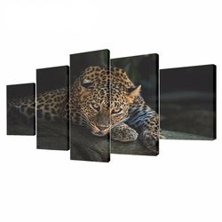 african cheetah animal 5 pieces canvas wall art, large framed 5 panel canvas wall art