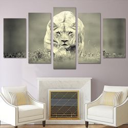 african lion 3 animal 5 pieces canvas wall art, large framed 5 panel canvas wall art