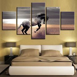 animal horse running landscape animal 5 pieces canvas wall art, large framed 5 panel canvas wall art