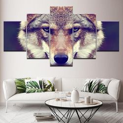 animals wolf animal 5 pieces canvas wall art, large framed 5 panel canvas wall art