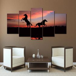 horse seascape animal 5 pieces canvas wall art, large framed 5 panel canvas wall art