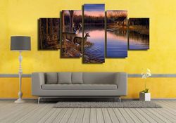 scenery bedroom decoration animal 5 pieces canvas wall art, large framed 5 panel canvas wall art