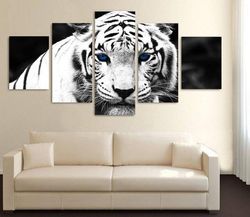 tiger large 2 animal 5 pieces canvas wall art, large framed 5 panel canvas wall art