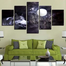 wolf 18 animal 5 pieces canvas wall art, large framed 5 panel canvas wall art