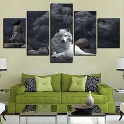 wolf 19 animal 5 pieces canvas wall art, large framed 5 panel canvas wall art