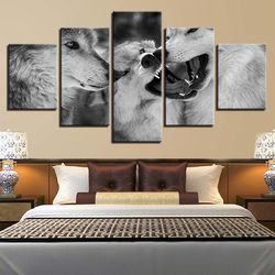 wolf 20 animal 5 pieces canvas wall art, large framed 5 panel canvas wall art