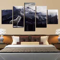 wolf 21 animal 5 pieces canvas wall art, large framed 5 panel canvas wall art