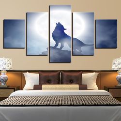 wolf 22 animal 5 pieces canvas wall art, large framed 5 panel canvas wall art