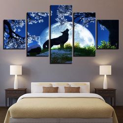 wolf 27 animal 5 pieces canvas wall art, large framed 5 panel canvas wall art