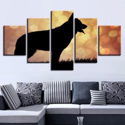 wolf 28 animal 5 pieces canvas wall art, large framed 5 panel canvas wall art