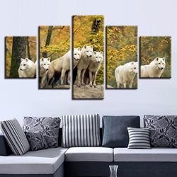wolf 29 animal 5 pieces canvas wall art, large framed 5 panel canvas wall art