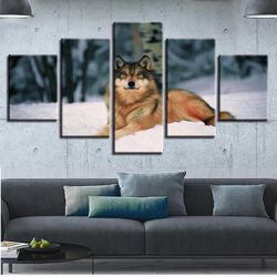 wolf 31 animal 5 pieces canvas wall art, large framed 5 panel canvas wall art
