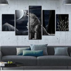 wolf 32 animal 5 pieces canvas wall art, large framed 5 panel canvas wall art