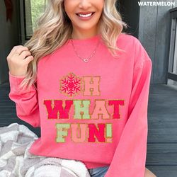 oh what fun christmas comfort colors sweatshirt, oversized christmas sweatshirt, cute christmas sweatshirt 2